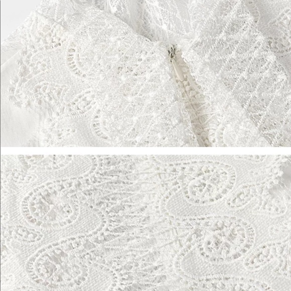 Lucie Lace Embroidered Silky Lantern Sleeve Blouse - Picture 4 of 6